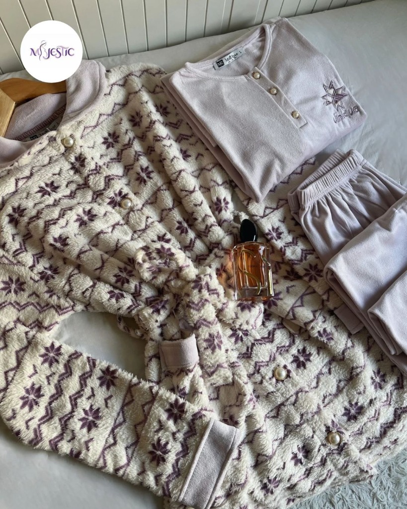 Pyjama 3 Pièces Polaire — Flocons Lilas