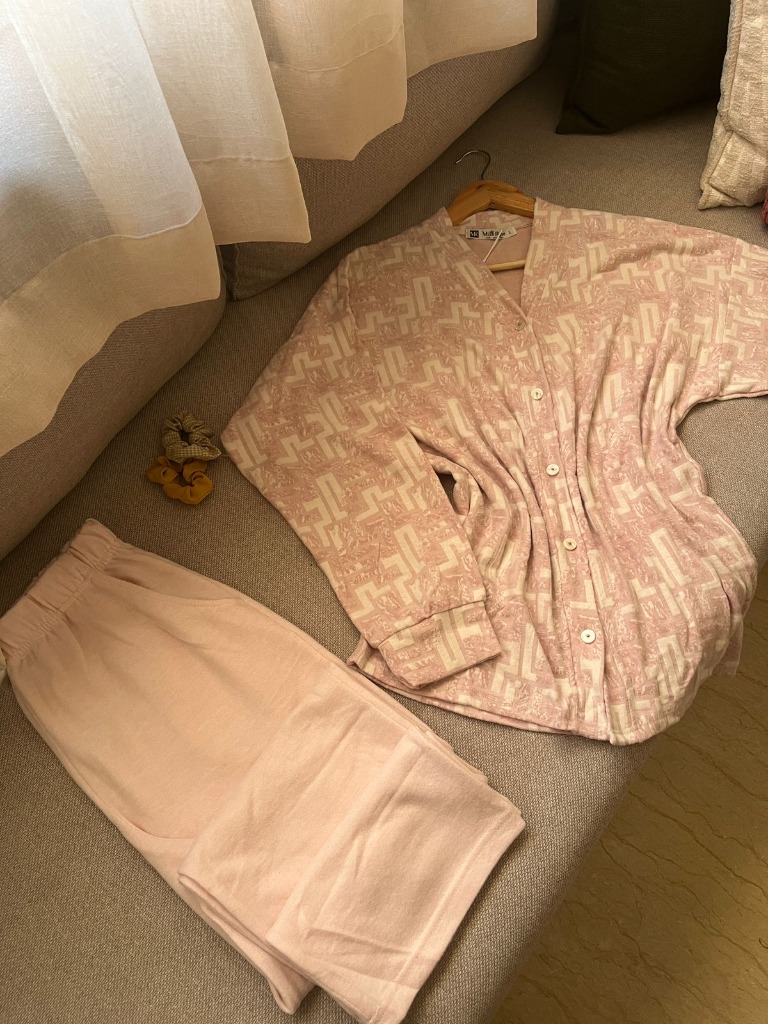 Pyjama Été Cardigan — Rose Imprimé